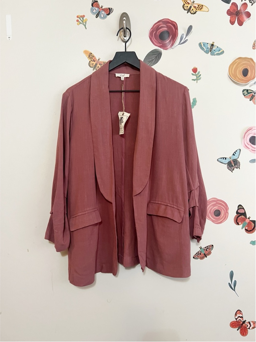 easel Open-Front Blazer in Dusty Rose L NEW